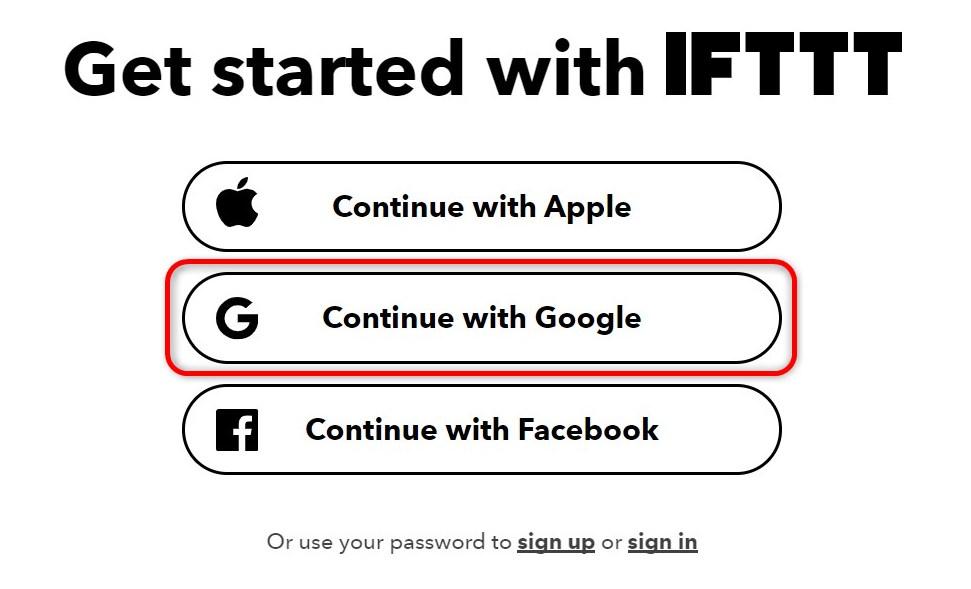 IFTTT サインアップ Googleアカウント