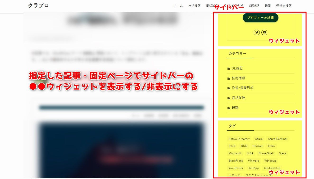 【Widget Options】投稿記事・固定ページごとにサイドバーのウィジェットを表示・非表示にする方法
